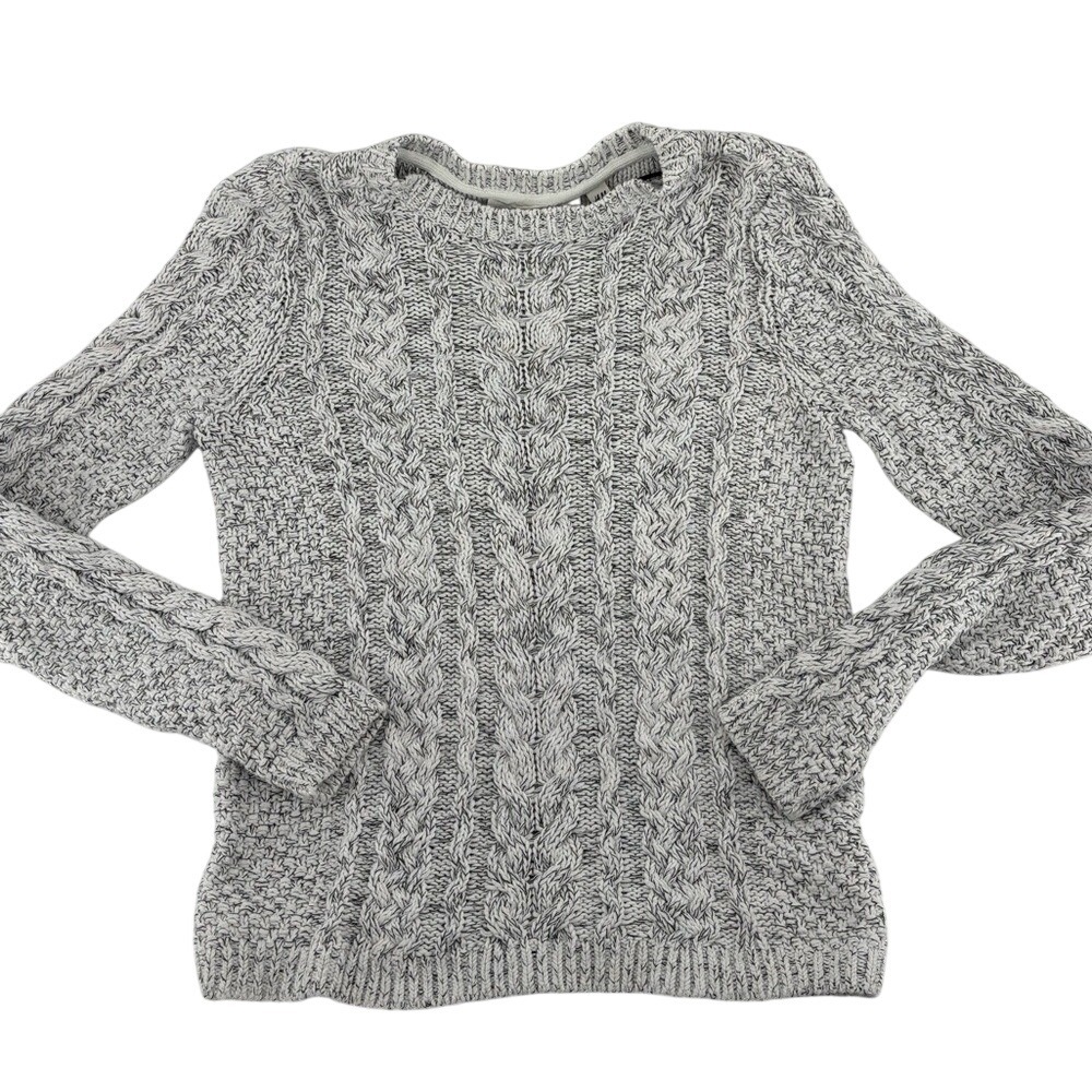 H&M LOGG Cable Knit Sweater‎ Grey Speckled Crew Neck Long Sleeve Women's XS